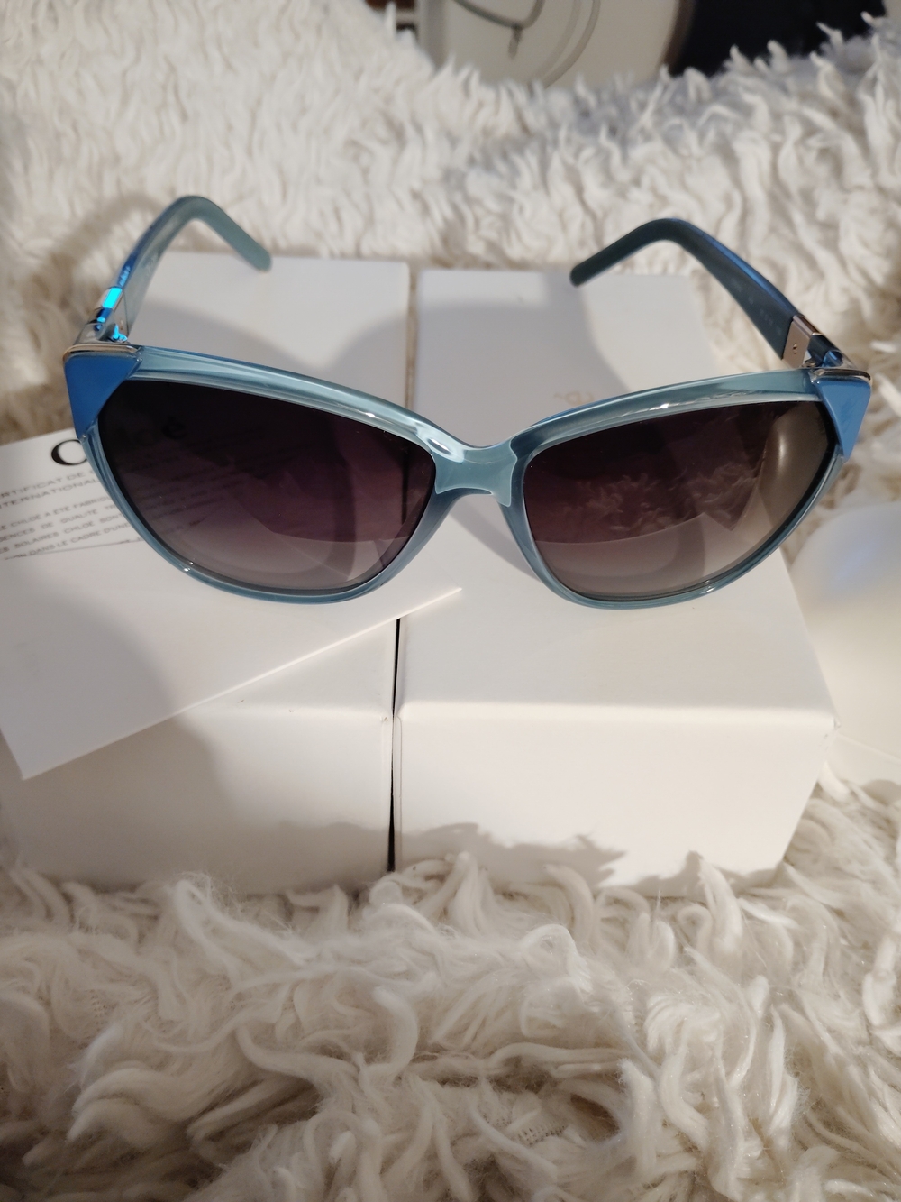 Chloe Blue Cat-Eye Sunglasses with Gradient Lenses